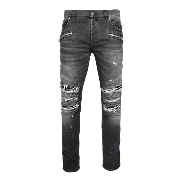 BALMAIN RIBBED PATCHES SLIM JEANS